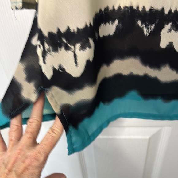 Nicole by Nicole Miller Chic Multicolor Tunic Top Gild Metallic Trim size XL - Picture 4 of 9